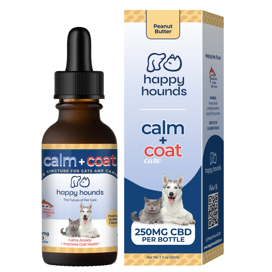 Happy Hounds CBD, CBD Oil for Cats and Dogs, salmon oil cbd drops for cats, cat separation anxiety, dog separation anxiety, how to reduce cat anxiety, cat coat health, salmon oil for cats, salmon oil for pets, happy hounds, does salmon oil improve coat health, salmon oil for pet skin and coat, coat care, cbd for anxiety in cats, natural calm aid for cats, travel anxiety for dogs, tasty cbd for pets