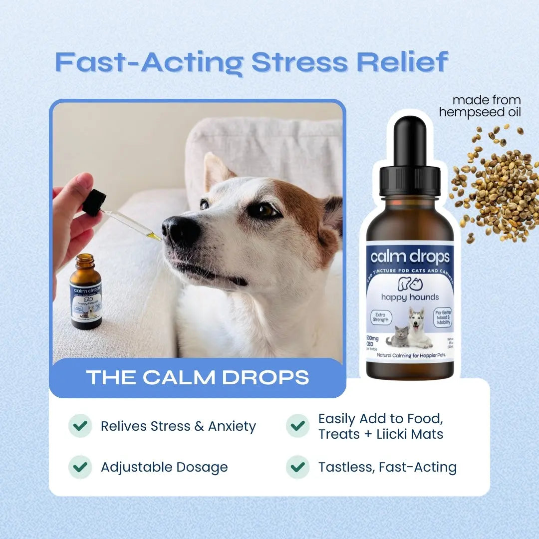 Calm Drops CBD OIl Drops for Pet Stress Happy Hounds